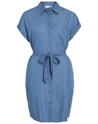 Vila - VINori Shirt Kjole - Medium Blue Denim